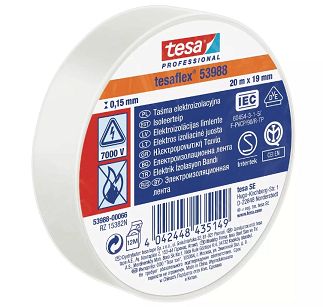 TAŚMA IZOLACYJNA BIAŁA tesa® Professional 53988 PVC 19mmx20m