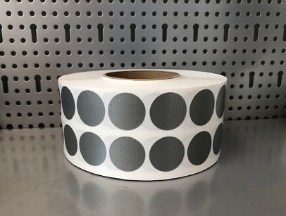 TKANINOWE SAMOPRZYLEPNE KÓŁKA / PUNKTY 30mm 3000szt na rolce szare