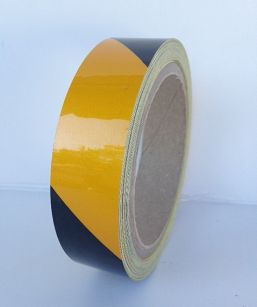 TAŚMA ODBLASKOWA OSTRZEGAWCZA REFLECTA GŁADKA 25mmX10mb ŻÓŁTO CZARNA