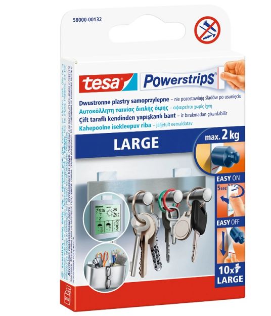 Plastry montażowe tesa® 58000 POWERSTRIPS 10szt. duże, do 2kg 2cmx5cm