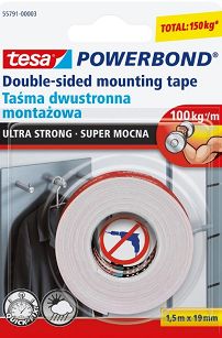 SUPER MOCNA TAŚMA DWUSTRONNA tesa POWERBOND 55791 19mm x 1,5m