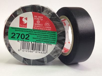 TAŚMA IZOLACYJNA SAMOGASNĄCA PVC SCAPA 2702  15mmx10m CZARNA