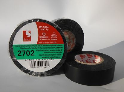 TAŚMA IZOLACYJNA SAMOGASNĄCA SCAPA 2702  19mmx20m CZARNA