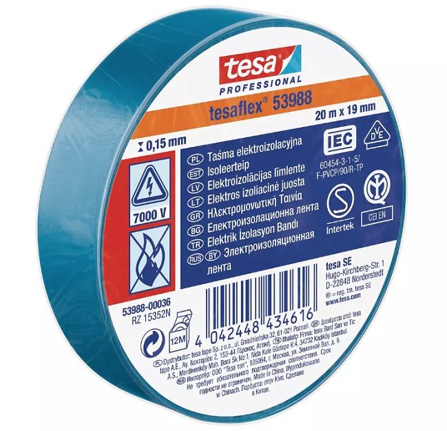 TAŚMA IZOLACYJNA NIEBIESKA tesa® Professional 53988 19mmx20m