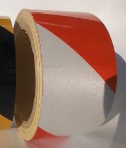 TAŚMA ODBLASKOWA OSTRZEGAWCZA GŁADKA 50mmX1mb BIAŁO-CZERWONA