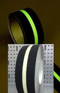 GLOW LINE CZARNA TAŚMA ANTYPOŚLIZGOWA Z PASKIEM ŚWIECĄCYM W CIEMNOŚCI 50mmx18,3m